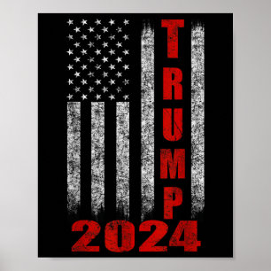 American Flag Design Trump 2024 Poster