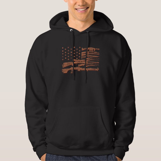 American Flag Different Kinds Of Guns Pro Gun Advo Hoodie (Vorderseite)