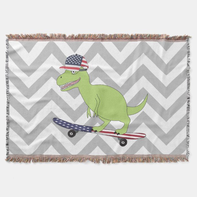 American Flag Dinosaurier Skateboarding Decke (Vorderseite)