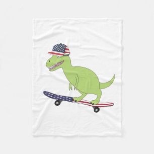 American Flag Dinosaurier Skateboarding Fleecedecke