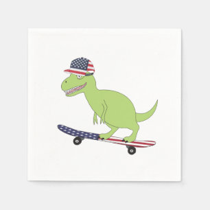 American Flag Dinosaurier Skateboarding Serviette