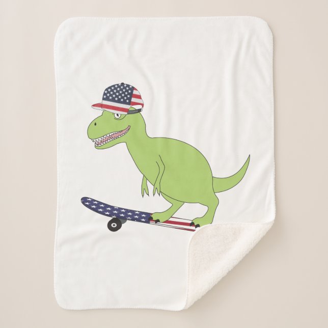 American Flag Dinosaurier Skateboarding Sherpadecke (Vorderseite)