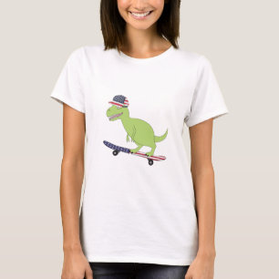 American Flag Dinosaurier Skateboarding T-Shirt