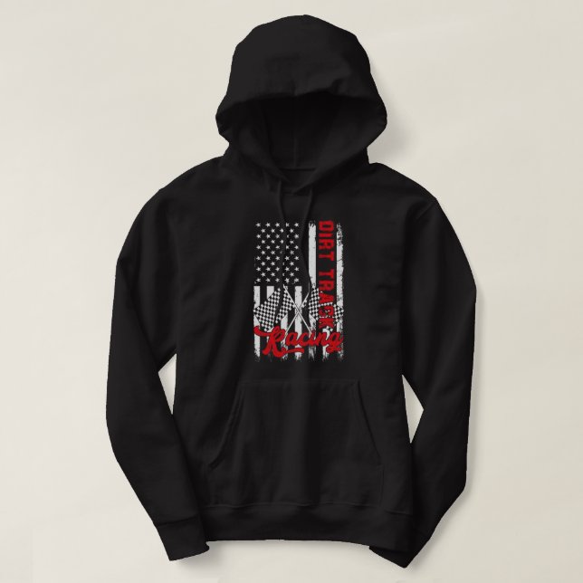 American Flag Dirt Track Racing Car Bike Driver Ra Hoodie (Design vorne)