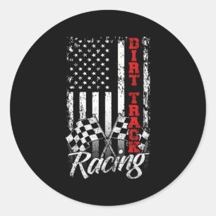 American Flag Dirt Track Racing Car Bike Driver Ra Runder Aufkleber