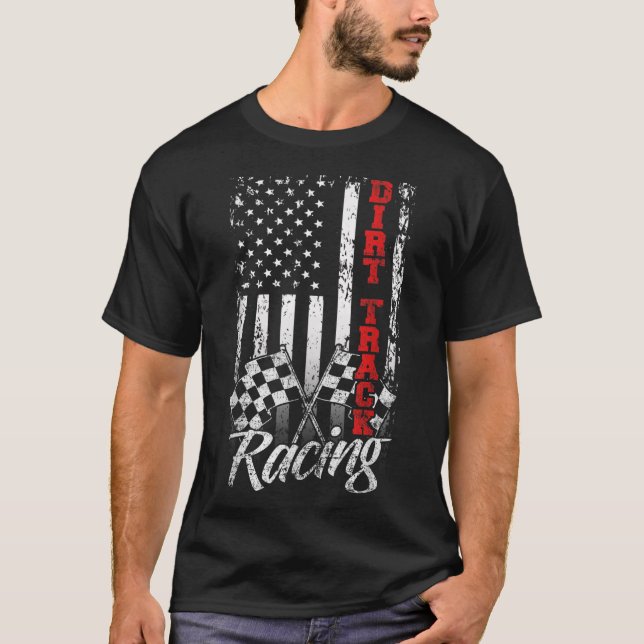 American Flag Dirt Track Racing Car Bike Driver Ra T-Shirt (Vorderseite)