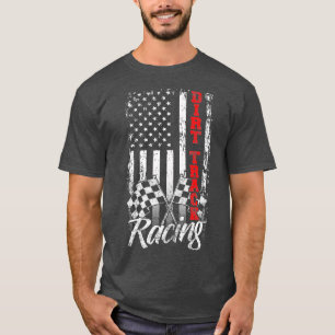 American Flag Dirt Track Racing Car Bike Driver T-Shirt