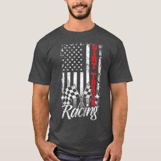 American Flag Dirt Track Racing Car Bike Driver T-Shirt