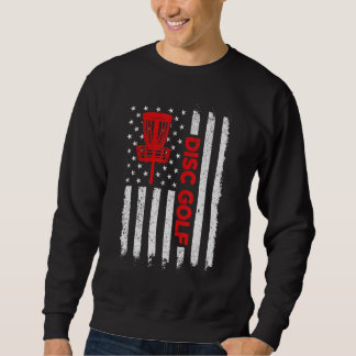 American Flag Disc Golf Basket Vintage Disc Golfer Sweatshirt