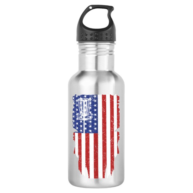 American Flag Disk Golf Water Flasche Edelstahlflasche (Vorderseite)