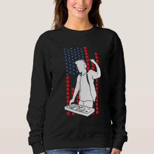 American Flag Disk Jockey Patriotic Usa Dj Sweatshirt