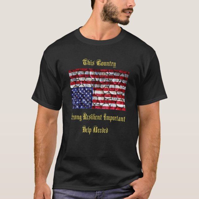 American Flag Distress Upside Down Rocks T-Shirt (Vorderseite)