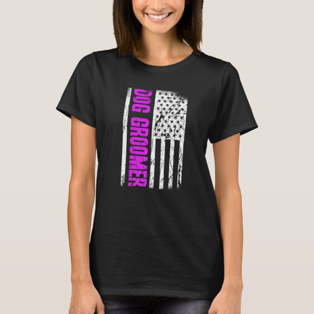 American Flag Dog Groomer Premium T-Shirt (Vorderseite)