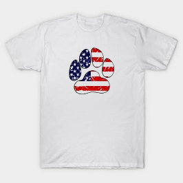 American Flag Dog Paw T-Shirt