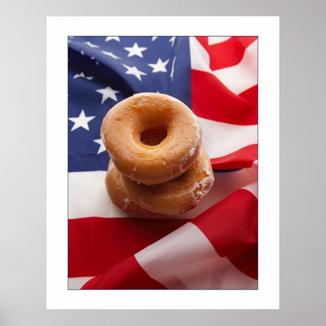 American Flag & Donuts Design Poster/Print 23x29 Poster (Vorne)