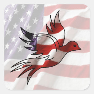 American Flag Dove Quadratischer Aufkleber