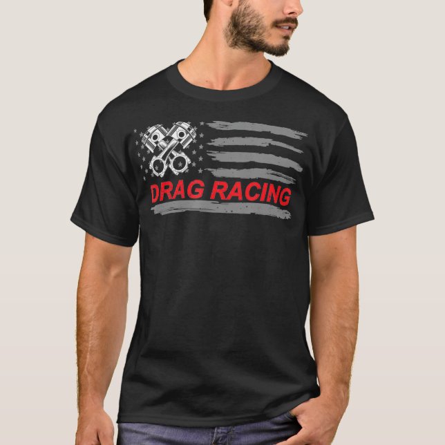 American Flag Drag Racing Car Lover Gift Idea MM  T-Shirt (Vorderseite)