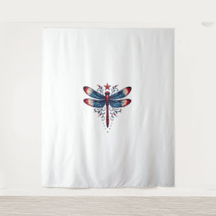 American Flag Dragonfly Patriotic 4. Juli Red Wandteppich
