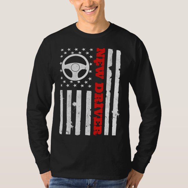 American Flag Driver s License USA Driving Teen Ne T-Shirt (Vorderseite)