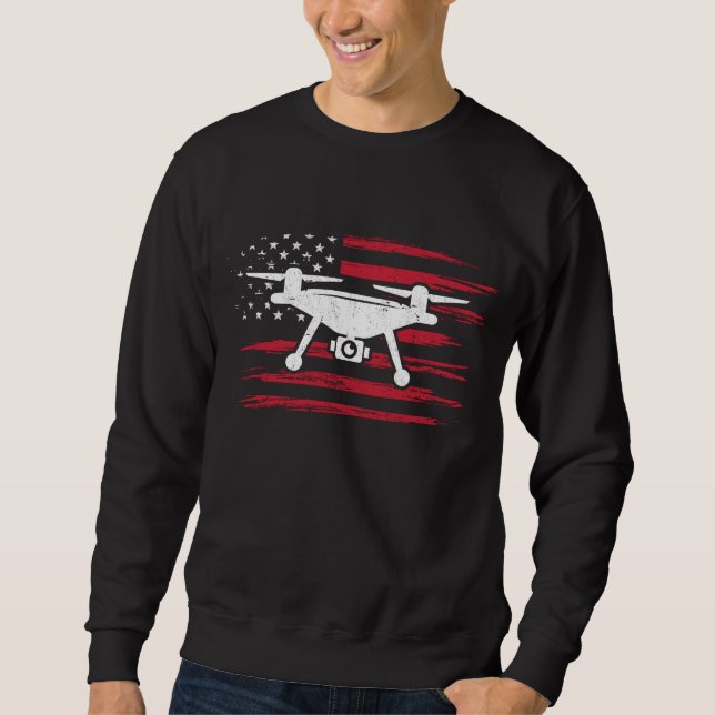 American Flag Drone Pilot USA Drone Operator Sweatshirt (Vorderseite)