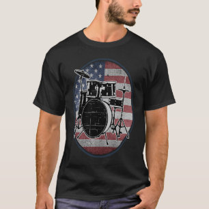 American Flag Drumsticks Vintag Drummer Drum Set T-Shirt