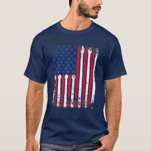 American Flag Drumsticks Vintag Drummer T-Shirt