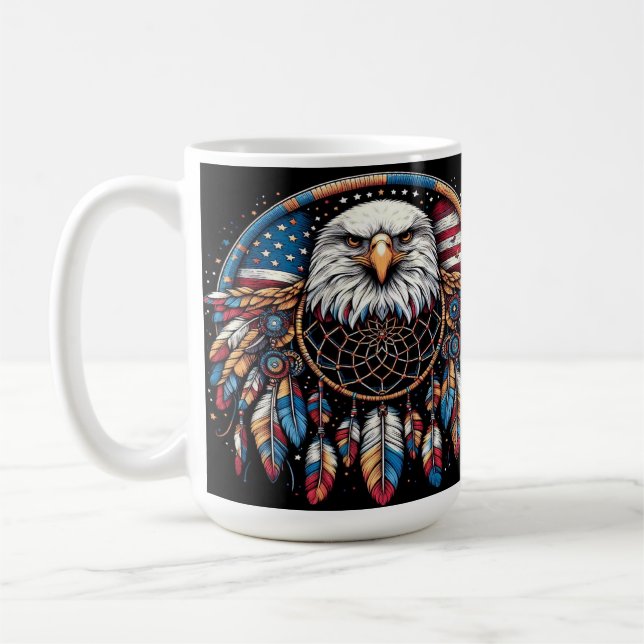 American Flag Eagle Art mit Dreamcatcher Kaffeetasse (Links)