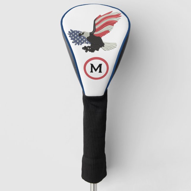 American Flag Eagle Patriotic Monogram USA Golf Headcover (Vorderseite)