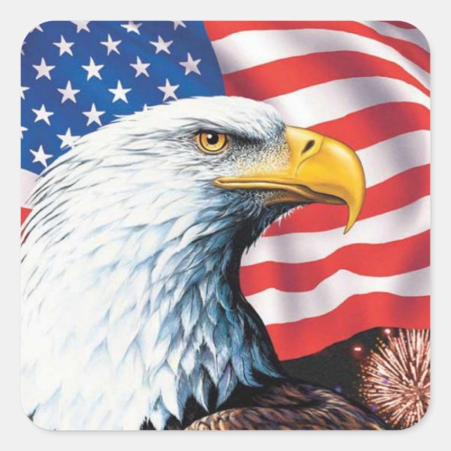 American Flag Eagle Quadratischer Aufkleber (Vorderseite)