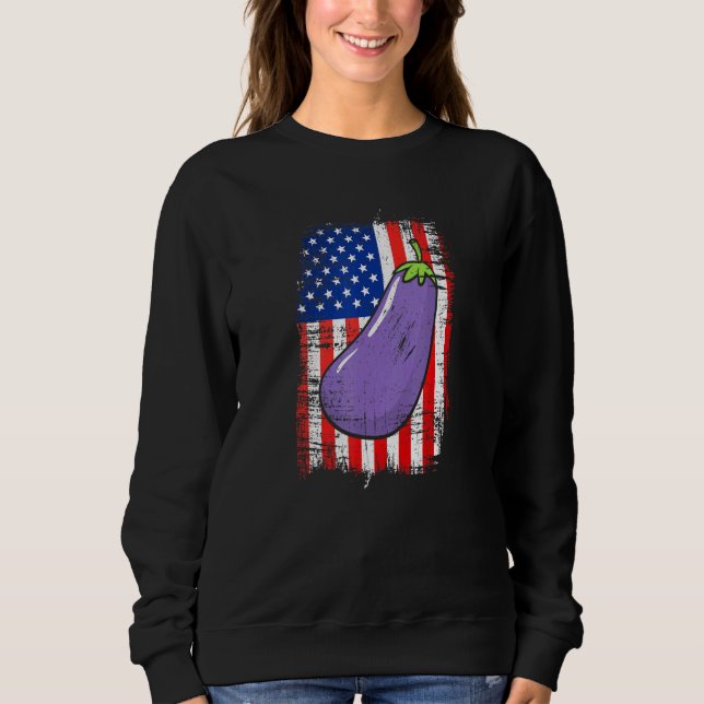 American Flag Eggplant Bauern Liebe Eggpla wachsen Sweatshirt (Vorderseite)