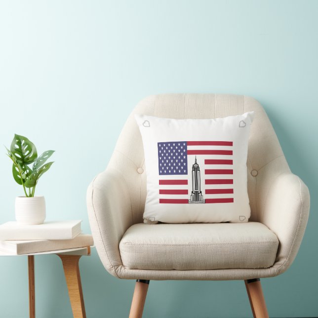 American Flag Empire State Gebäude Pillow Kissen (Stuhl )