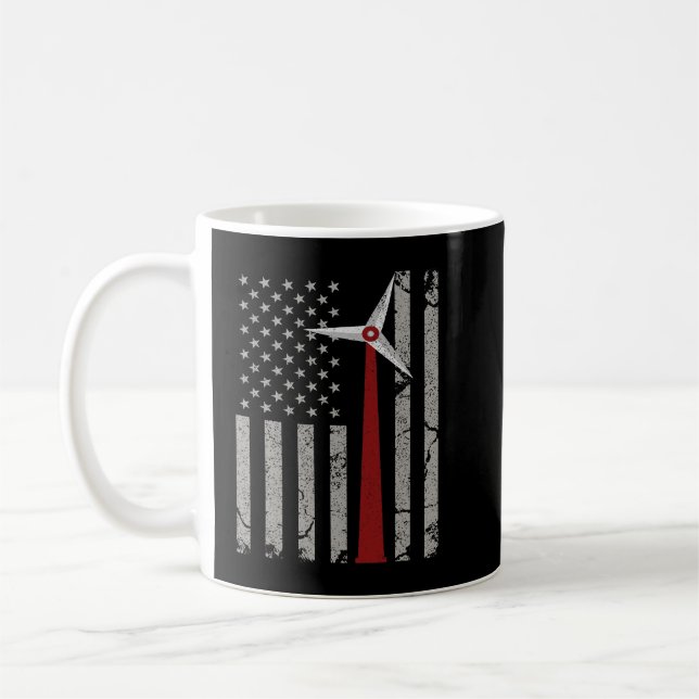 American Flag Engineer Windturbine Kaffeetasse (Links)