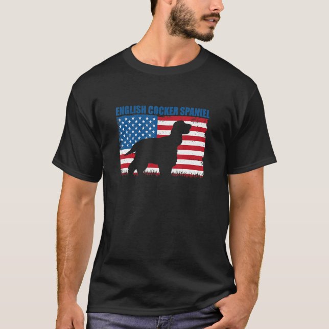American Flag English Cocker Spaniel T-Shirt (Vorderseite)