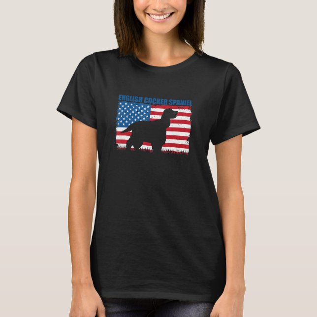 American Flag English Cocker Spaniel T-Shirt (Vorderseite)