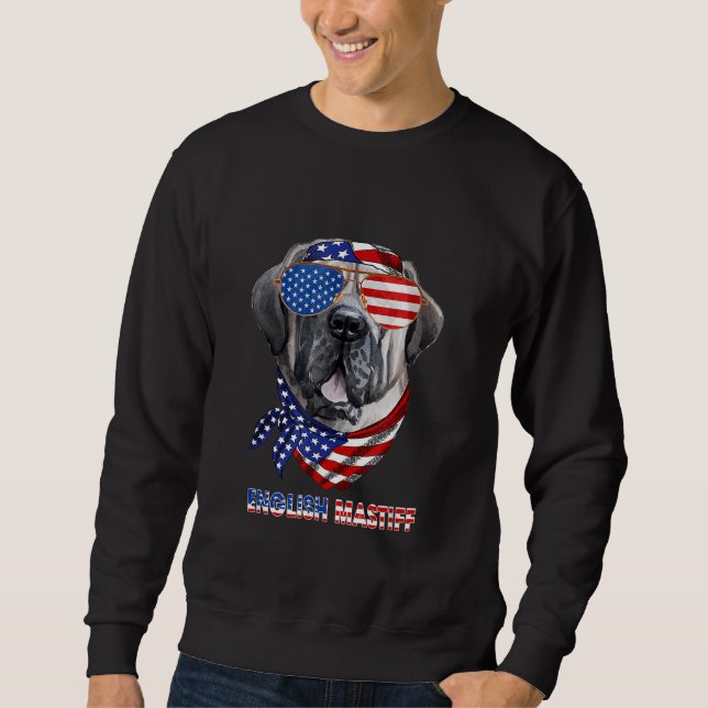 American Flag English Mastiff Dog Lover Geschenke Sweatshirt (Vorderseite)