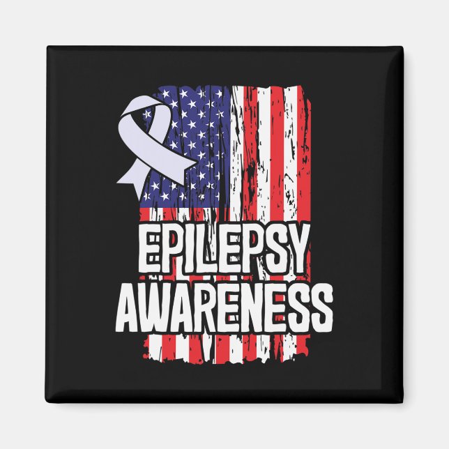 American Flag Epilepsy Awareness Ribbon Magnet (Vorne)