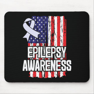 American Flag Epilepsy Awareness Ribbon Mousepad