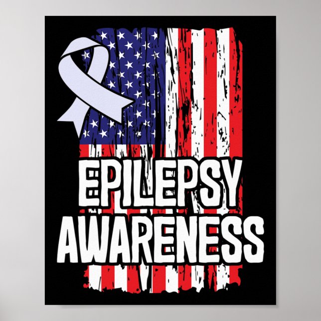 American Flag Epilepsy Awareness Ribbon Poster (Vorne)