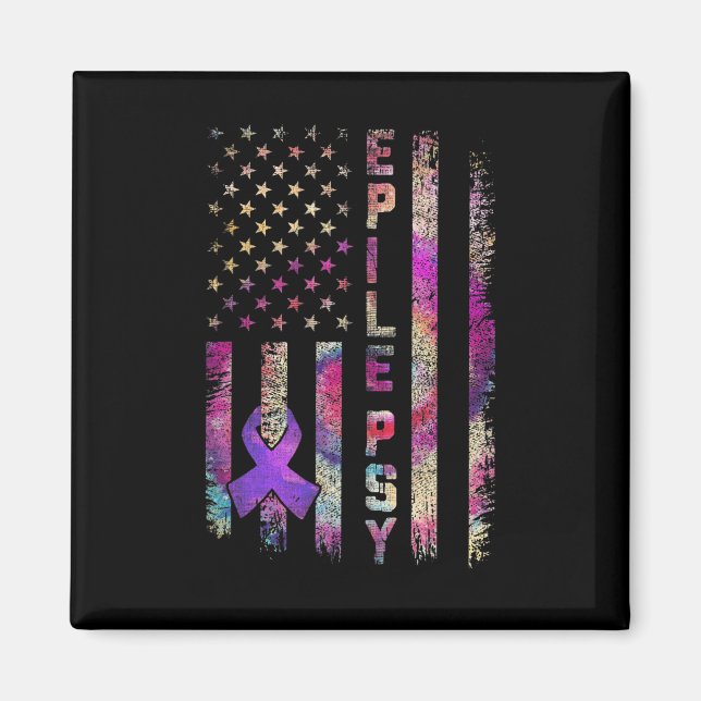 American Flag Epilepsy Awareness Support Gefärbte  Magnet (Vorne)