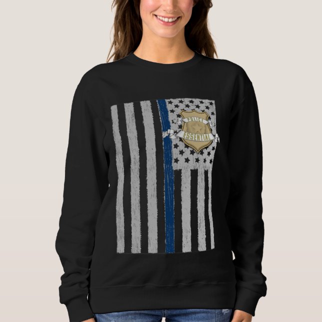 American Flag Essential Police Law Enforcement Pat Sweatshirt (Vorderseite)