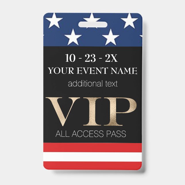 American Flag Event VIP Pass Ausweis (Vorderseite)