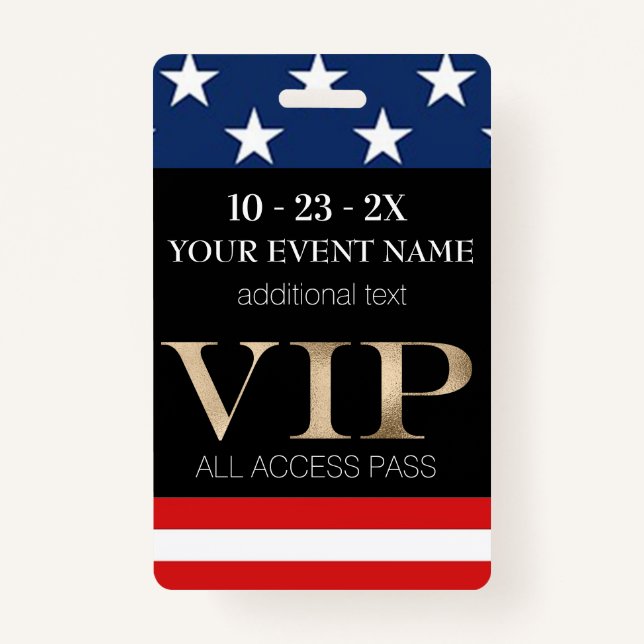 American Flag Event VIP Pass Ausweis (Vorderseite)