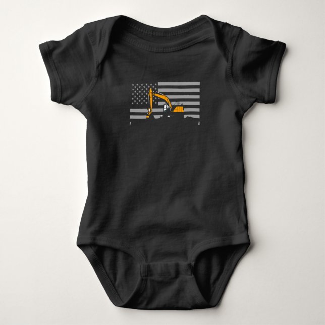 American Flag Excavator US Flag Construction Baby Strampler (Vorderseite)