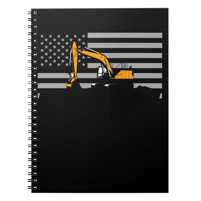 American Flag Excavator US Flag Construction Notizblock (Vorderseite)