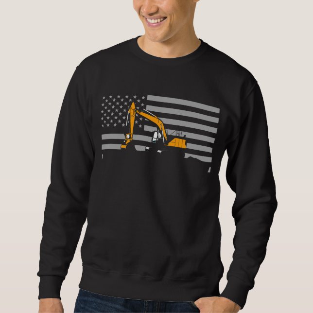 American Flag Excavator US Flag Construction Sweatshirt (Vorderseite)