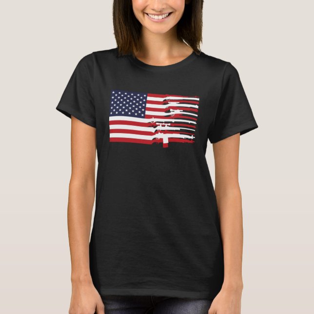 American Flag Firearms Weapons USA 4th of July T-Shirt (Vorderseite)