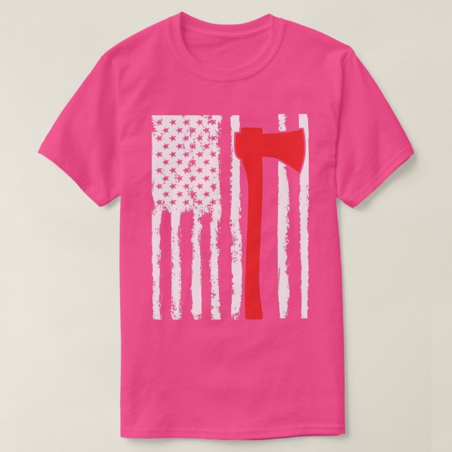 American Flag Firefighter Red Ax Firefighter T-Shirt (Design vorne)
