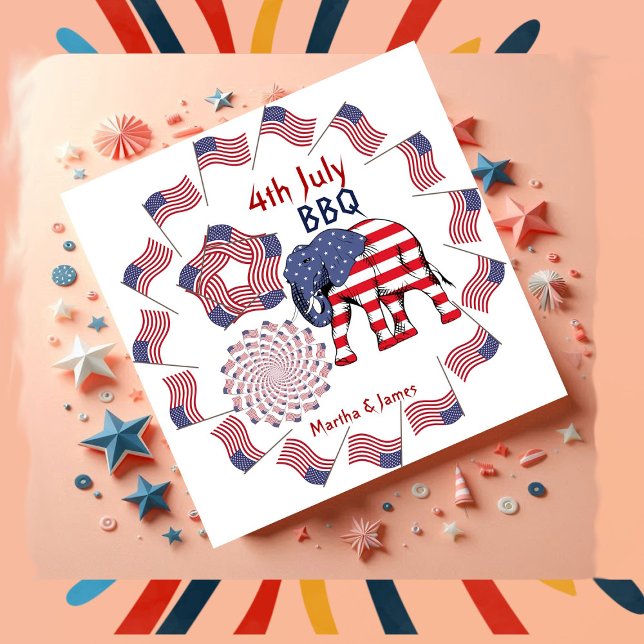 American Flag Fireworks Elephant 4. Juli Party Serviette (American Flag Fireworks Elephant 4th July Party Napkins)