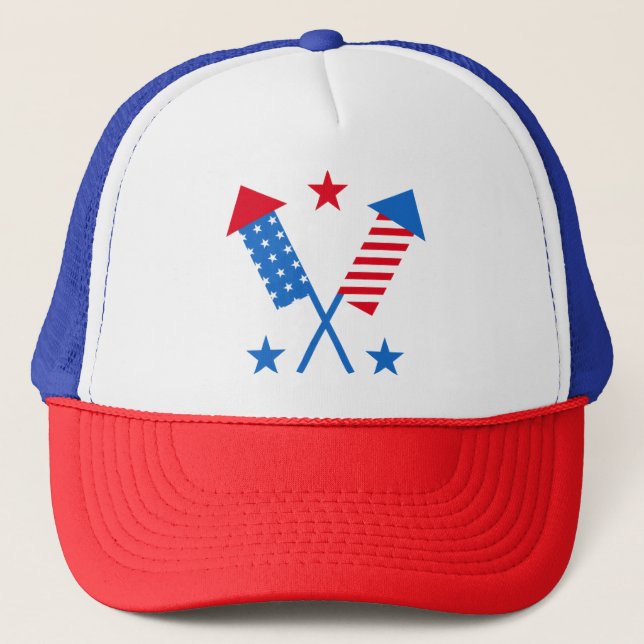 American Flag Fireworks Truckerkappe (Vorderseite)