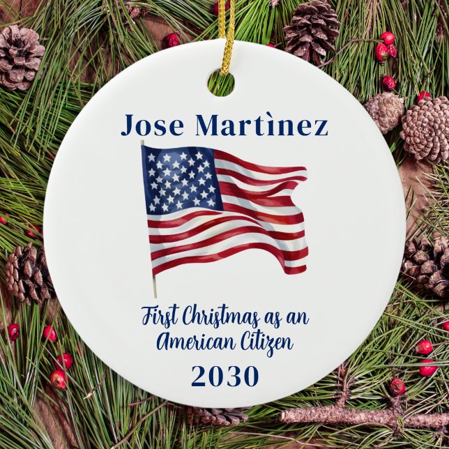 American Flag First Christmas Custom New Citizen Keramik Ornament (Von Creator hochgeladen)
